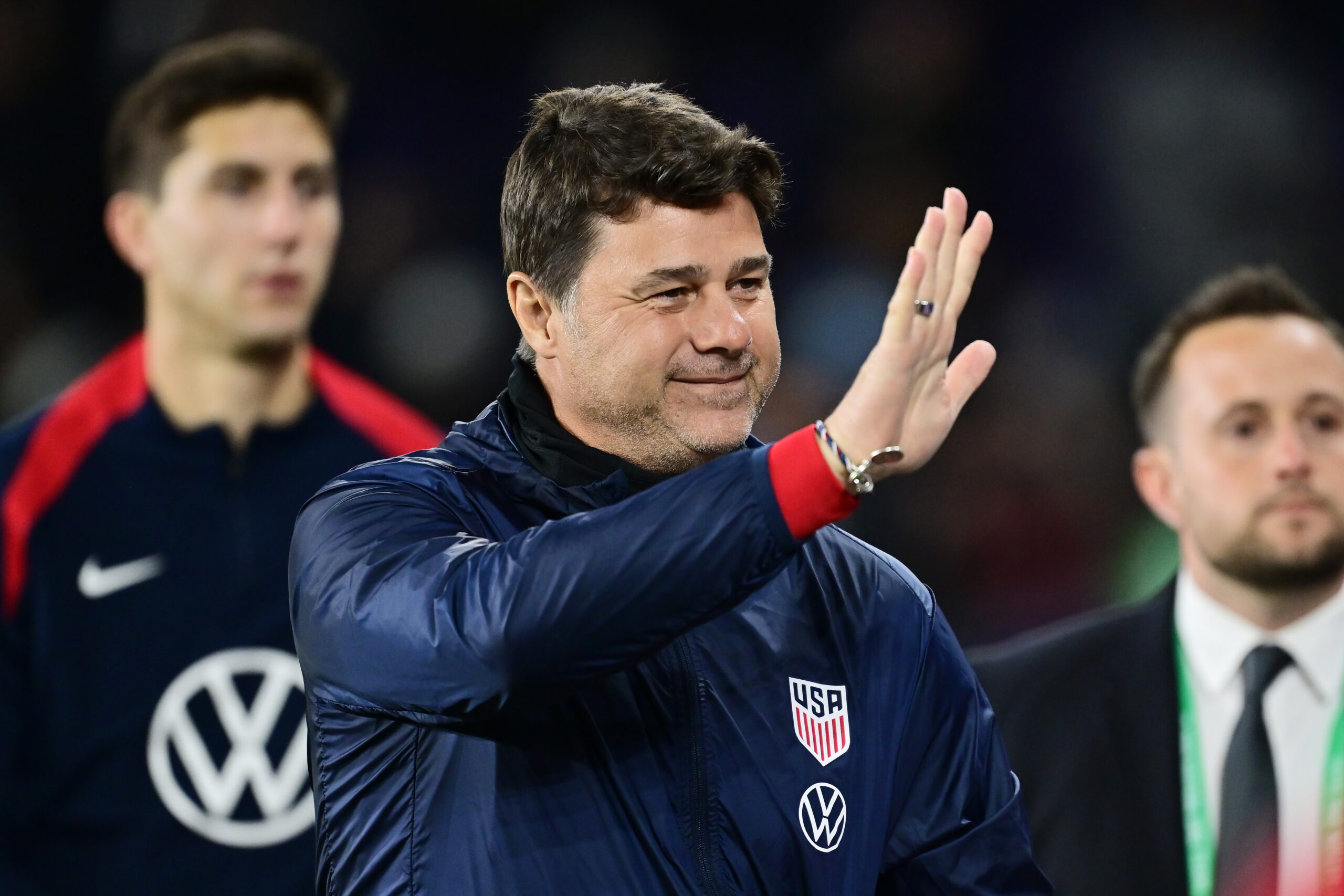 Pochettino waving in 2025 in a USA match
