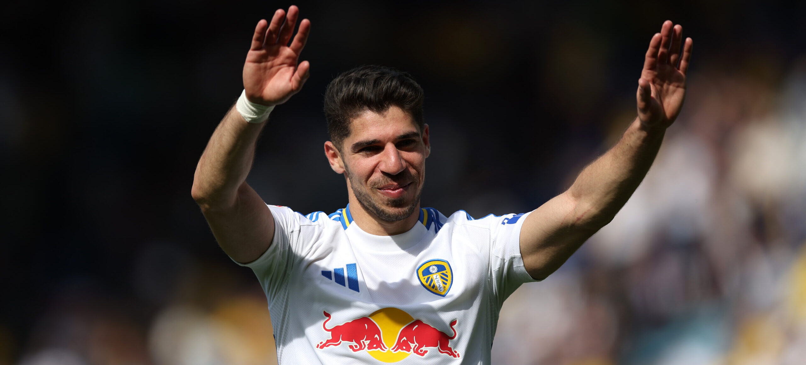 Solomon waving goodbye to the Leeds United fans in 2025