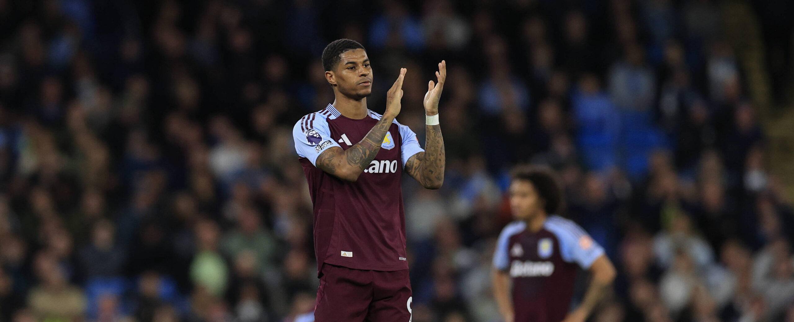 Marcus Rashford in action for Aston Villa in the Premier League 2025