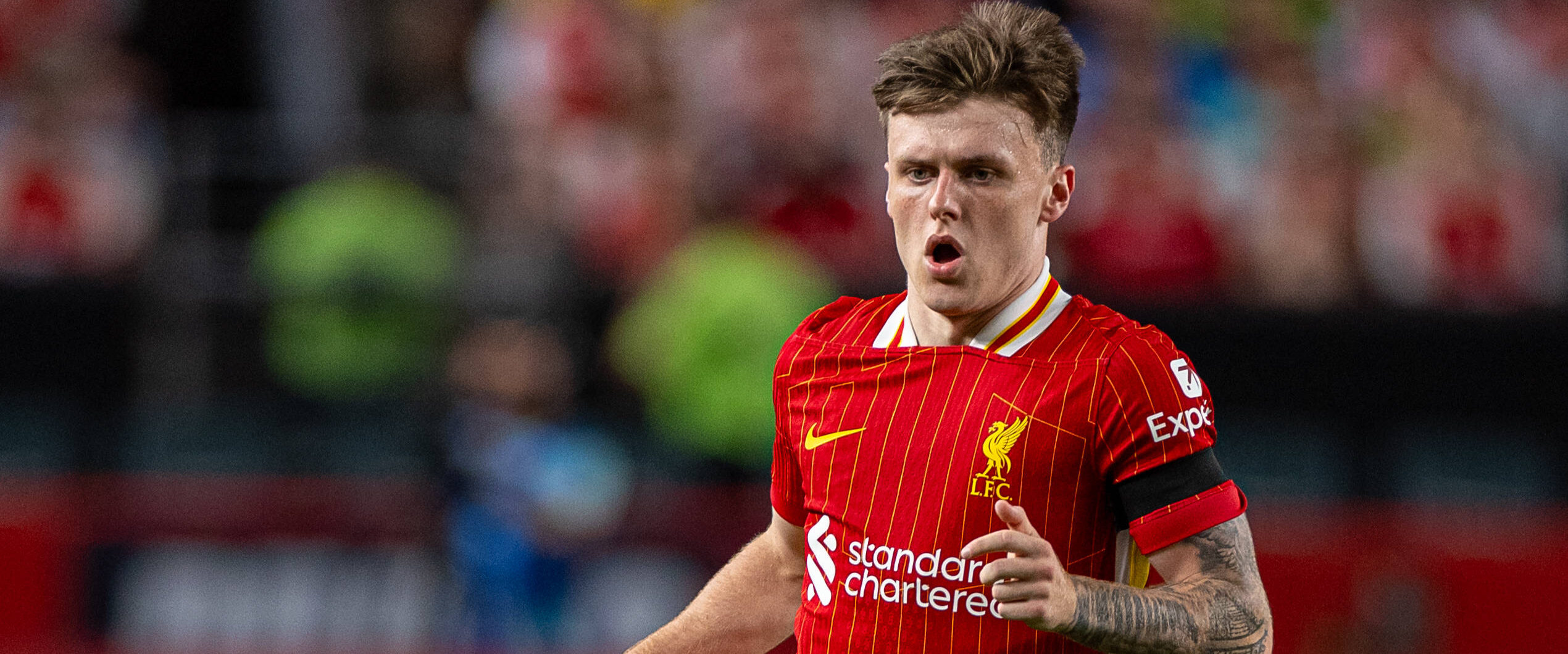 Football – Pre-Season – Liverpool FC v Arsenal FC PHILADELPHIA – Wednesday, July 31, 2024: Liverpool s Ben Doak during a
