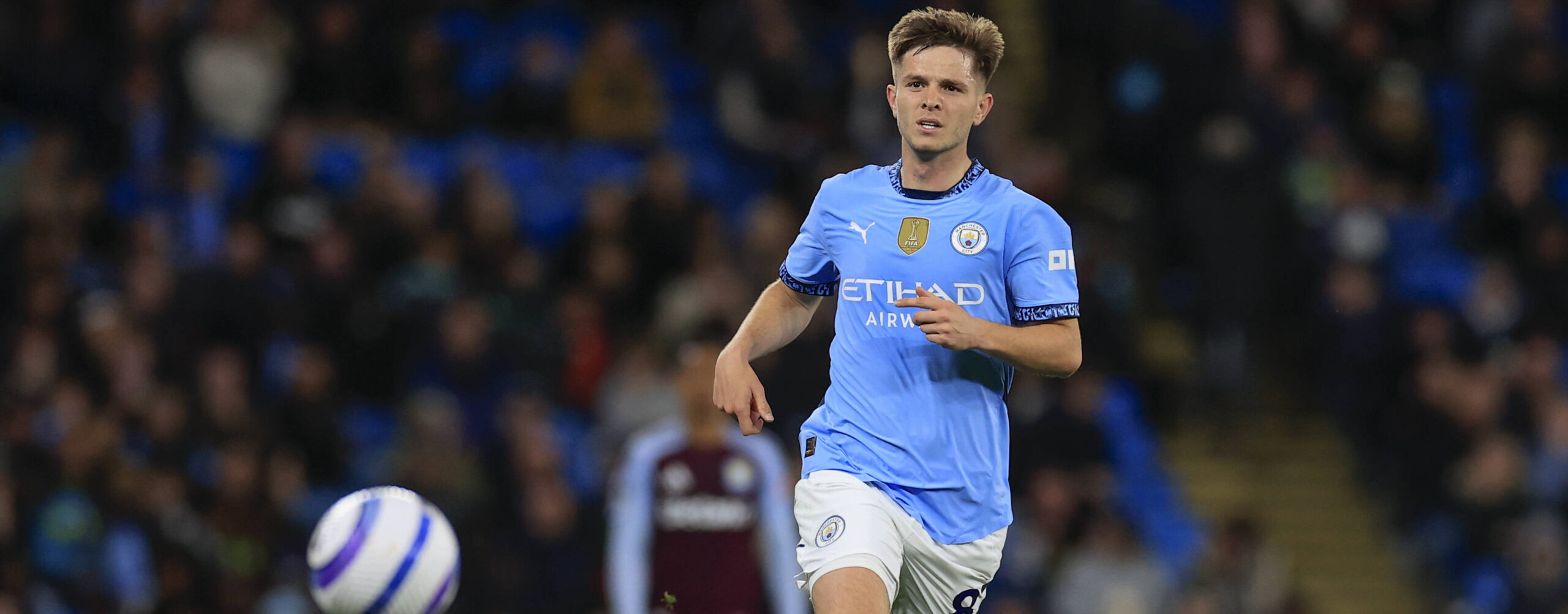 James McAtee in action for Manchester City in 2025