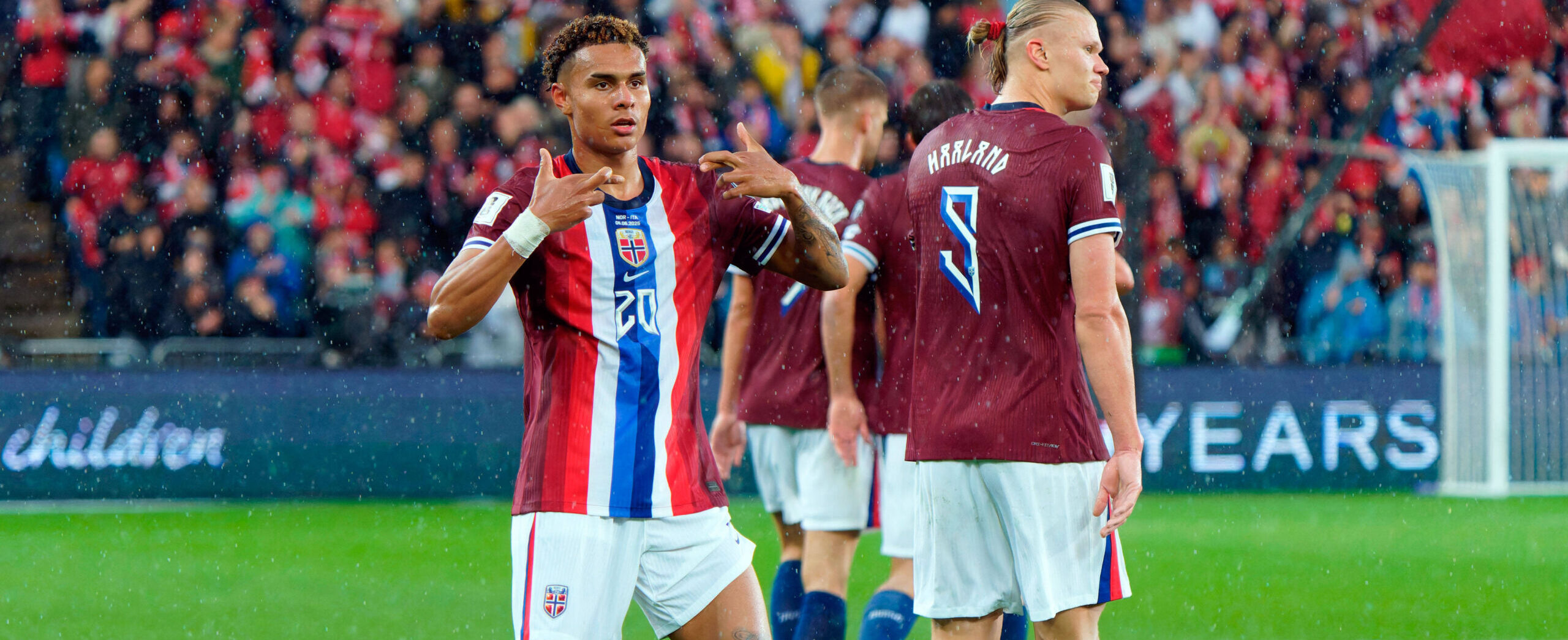Antonio Nusa of Norway celebrates after scoring a goal in 2025 for Norway