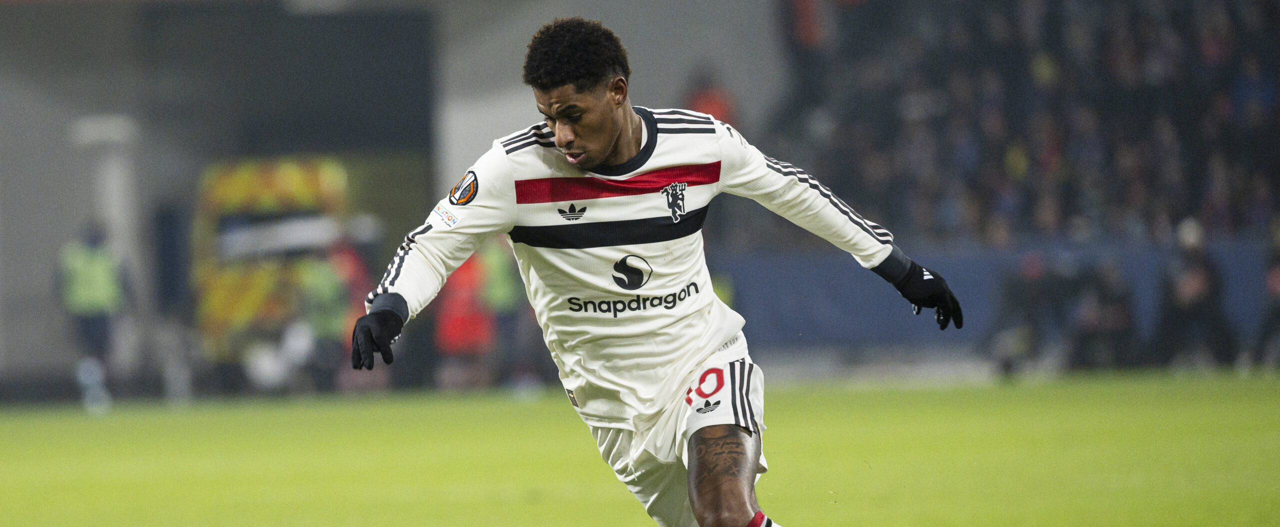 Marcus Rashford in action for Manchester United 2024 in his last game