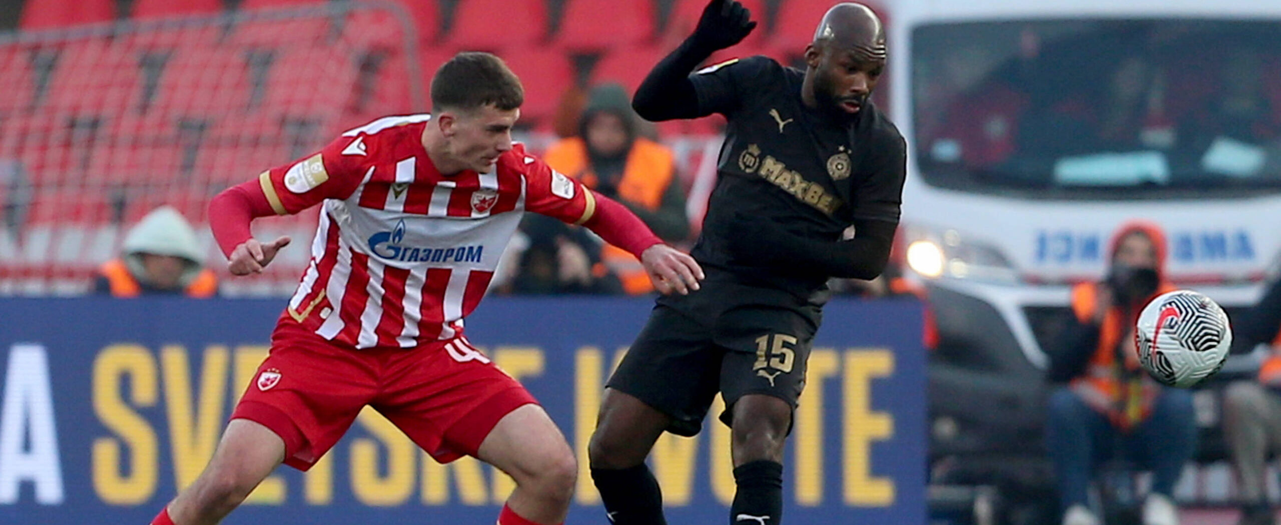 Veljko Milosavljevic in action for Red Star in 2025