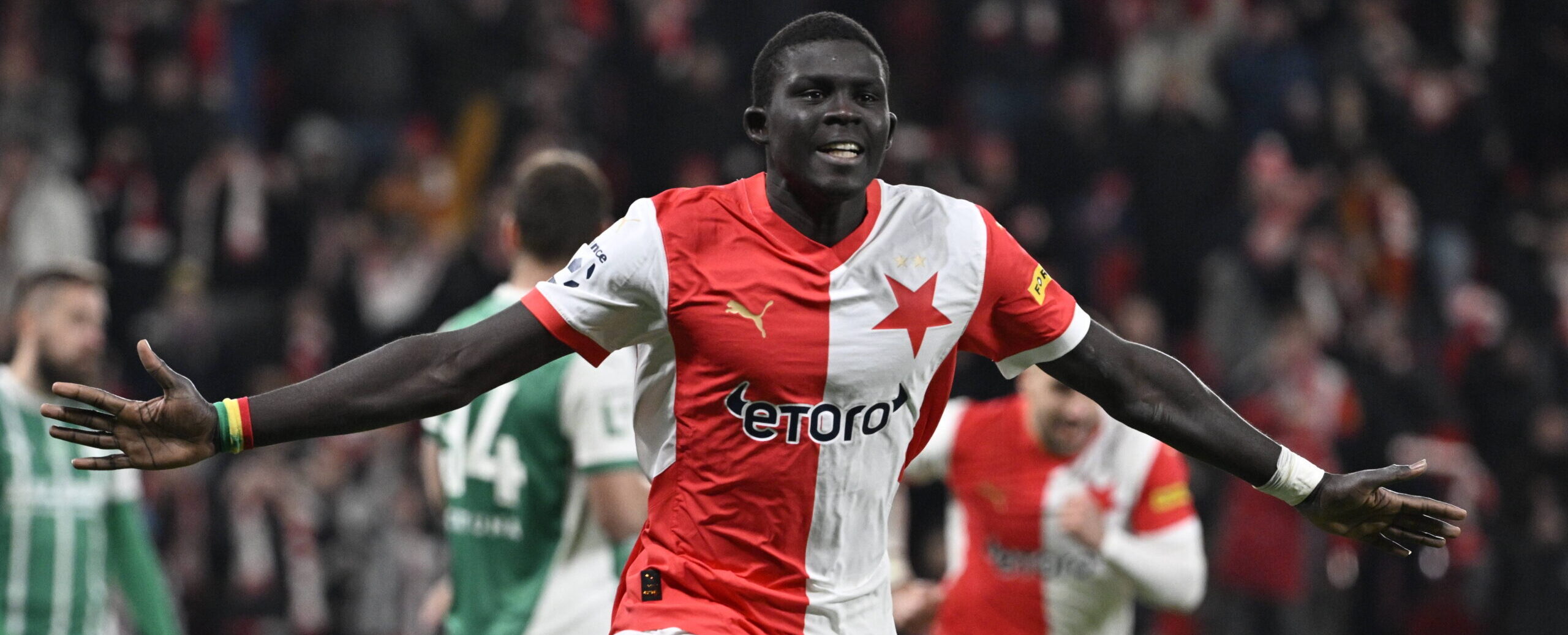 Diouf in action for Slavia Praha in 2025