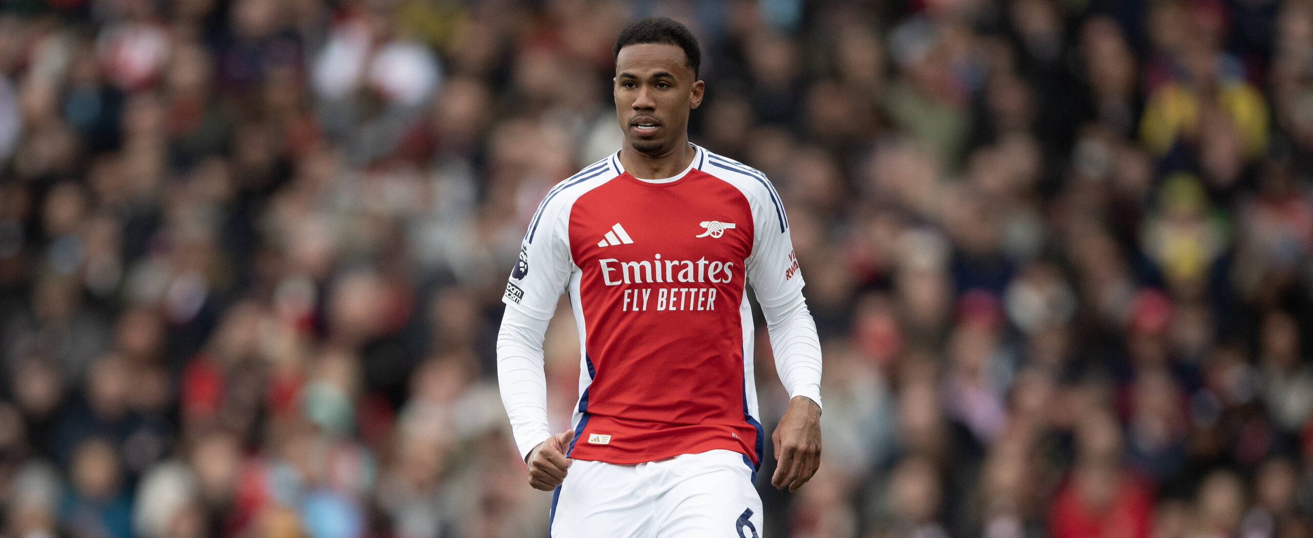 Magalhaes Gabriel in action for Arsenal. Believes that Arsenal can win silverware in 2025