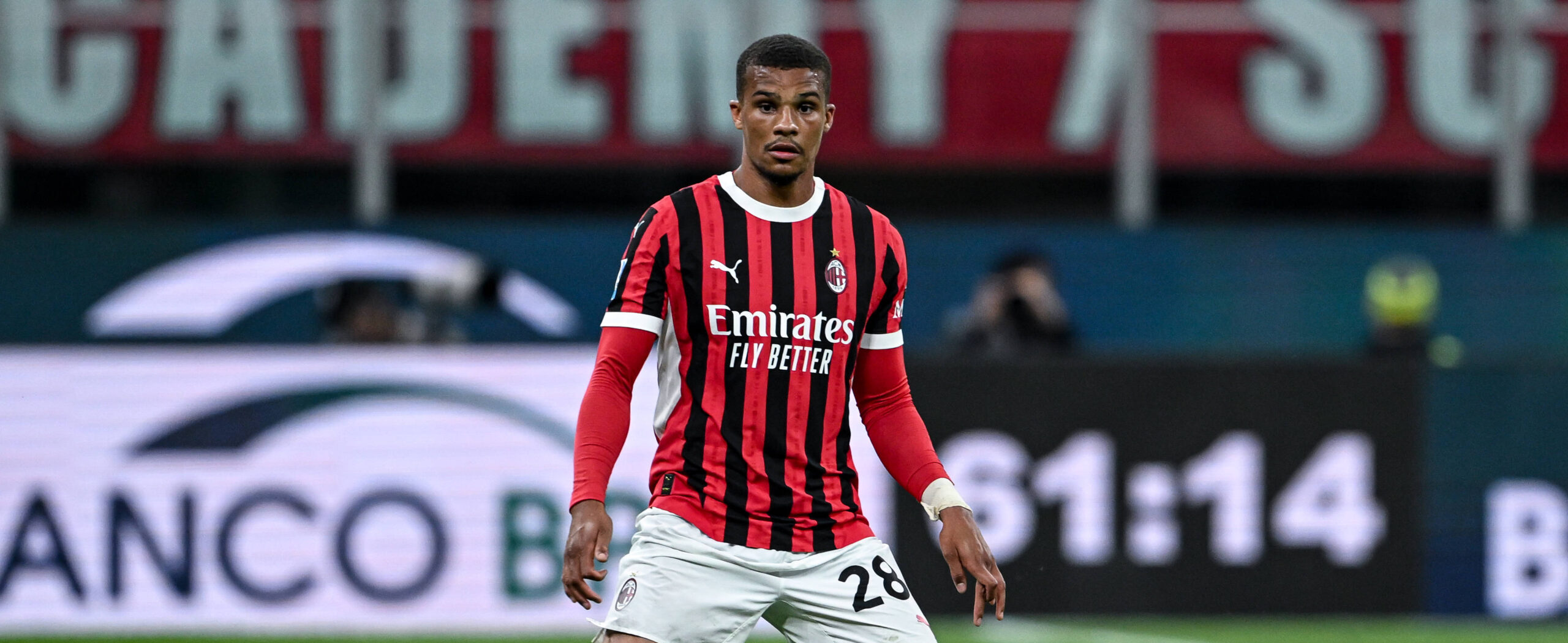 Malick Thiaw in action for Ac Milan in 2025 on his way to Newcastle United