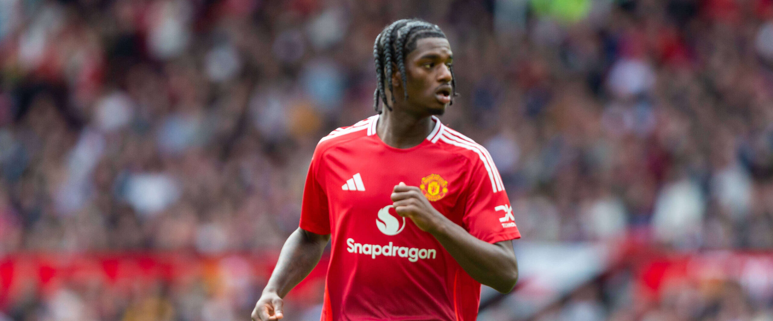 Ayden Heaven in action for Manchester United in 2025