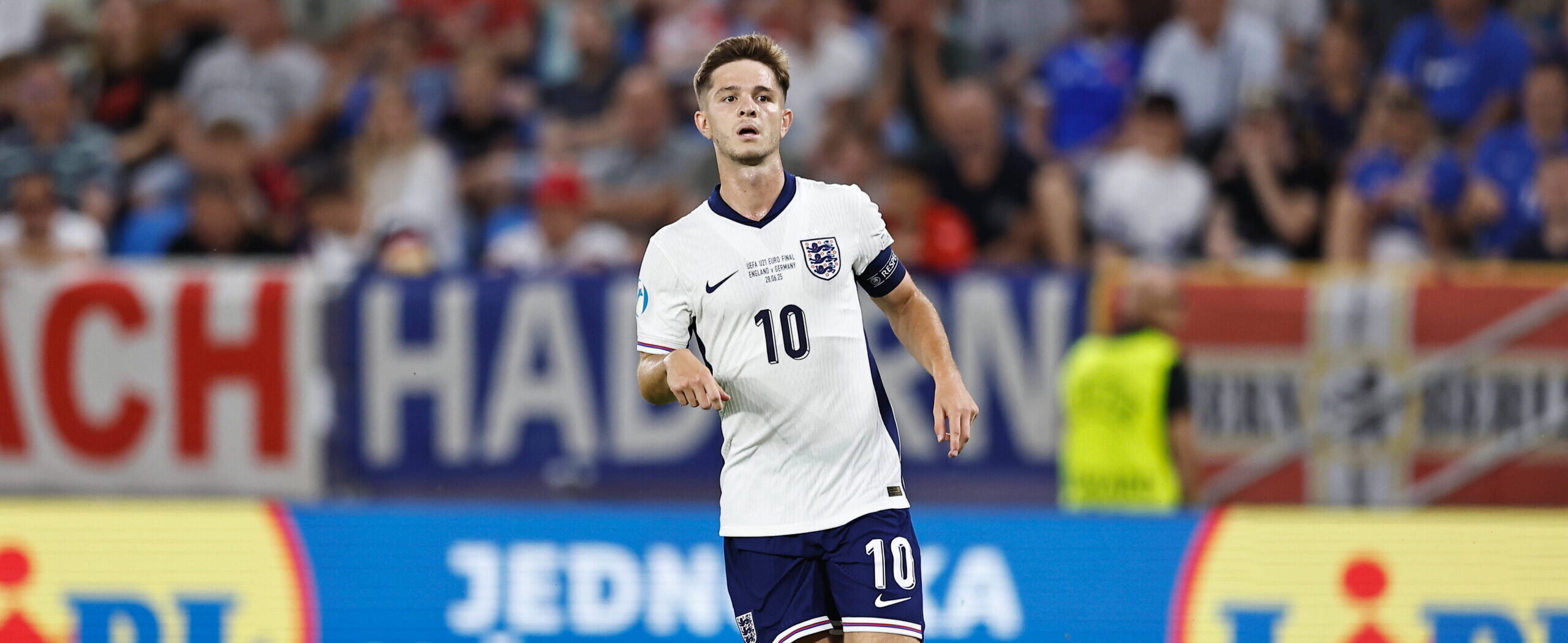 James McAtee in action for England U21 2025