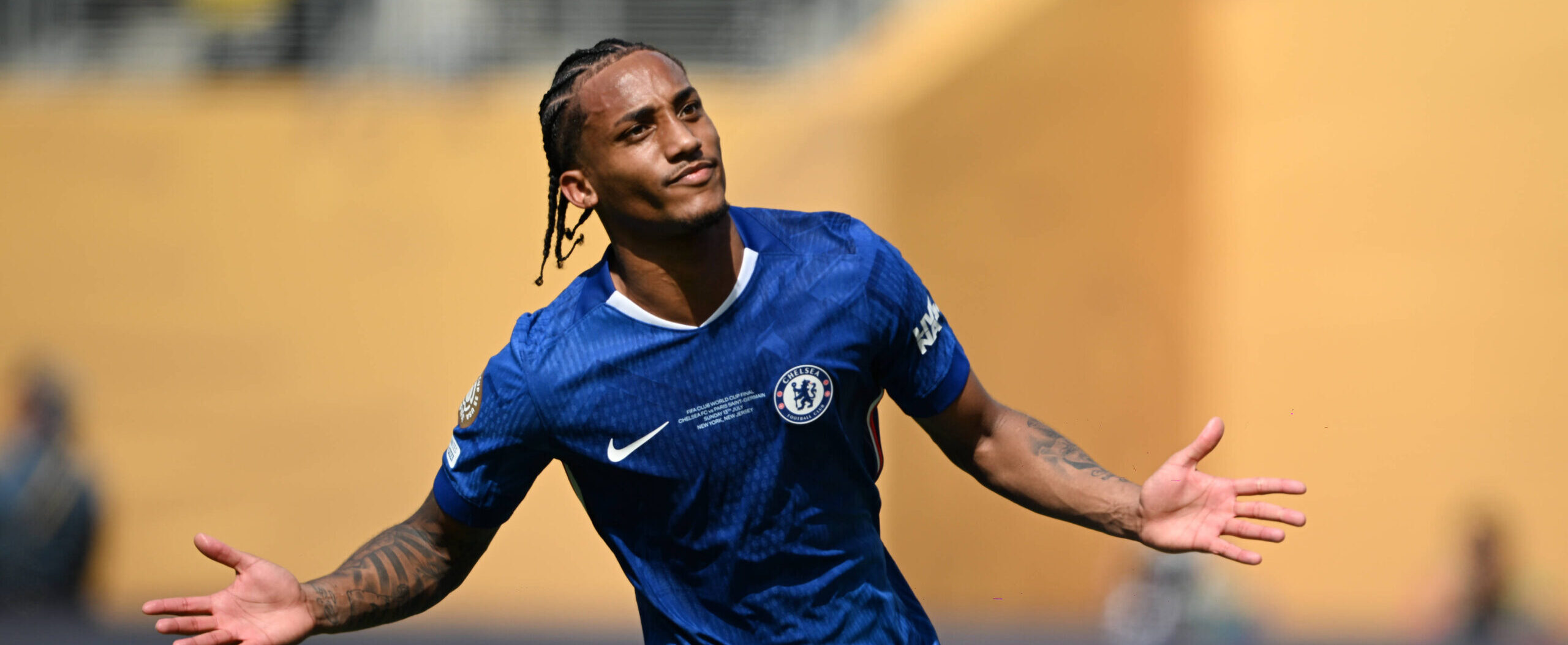 Joao Pedro in action for Chelsea celebrating his goal in the final against PSG for the Club World Cup 2025