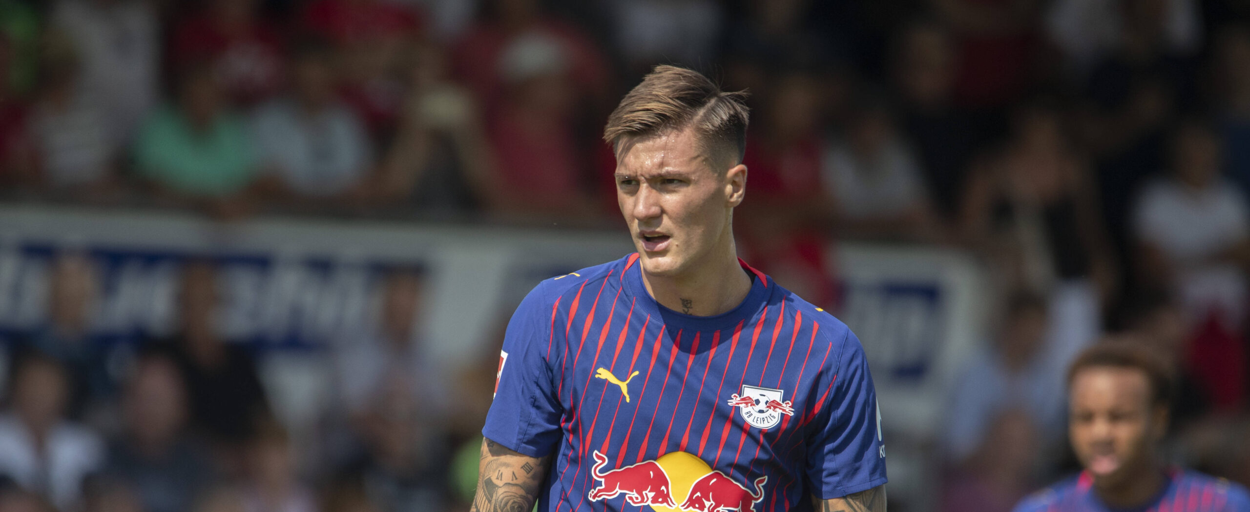 Benjamin Sesko in action for Leipzig in 2025 - now wanted by Manchester United