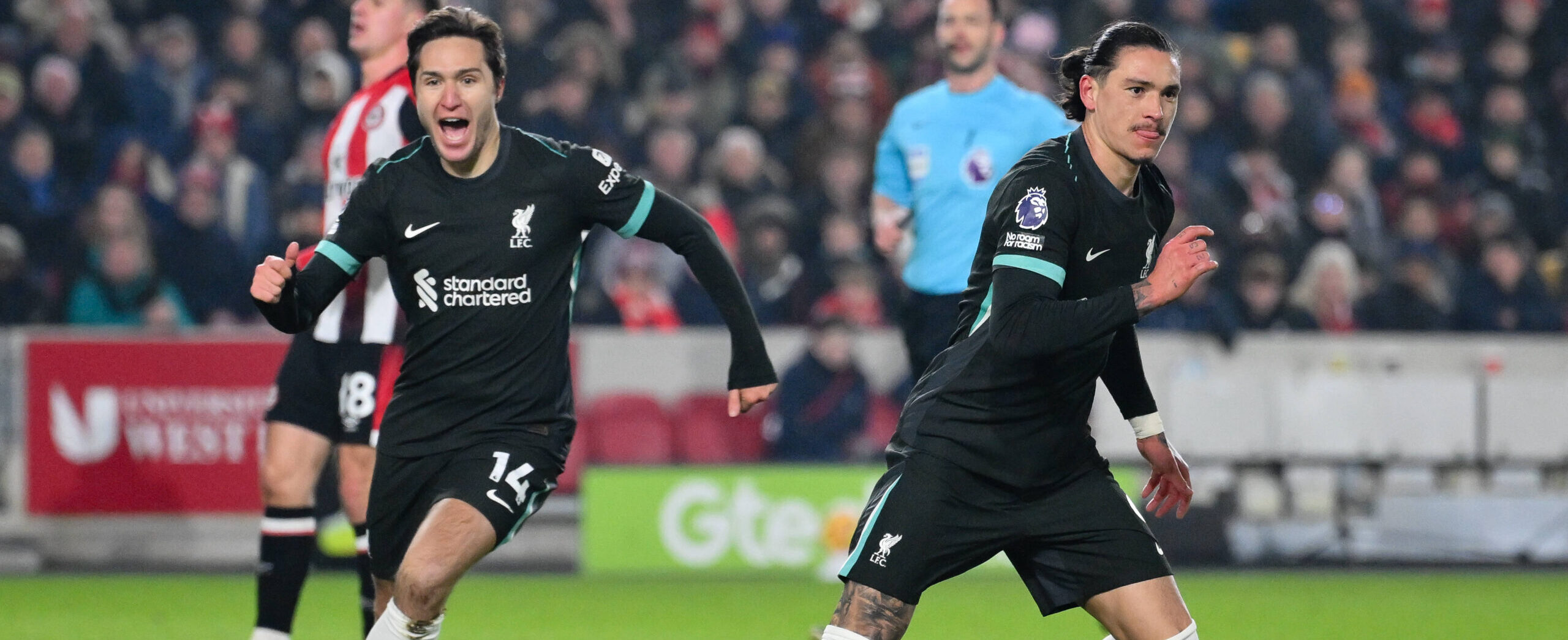 Darwin Nunez and Federico Chiesa celebrating in 2025