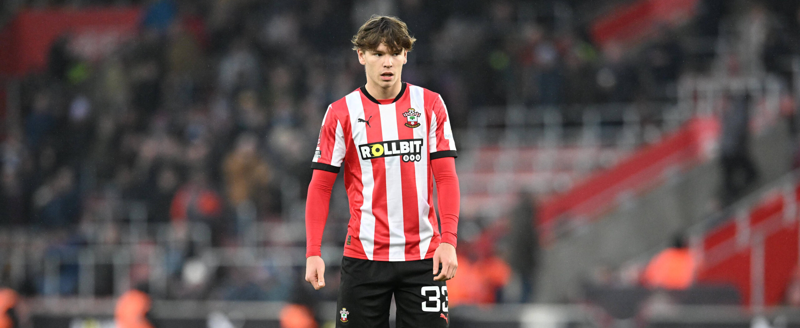 Tyler Dibling in action for Southampton in 2025, wanted by Everton.