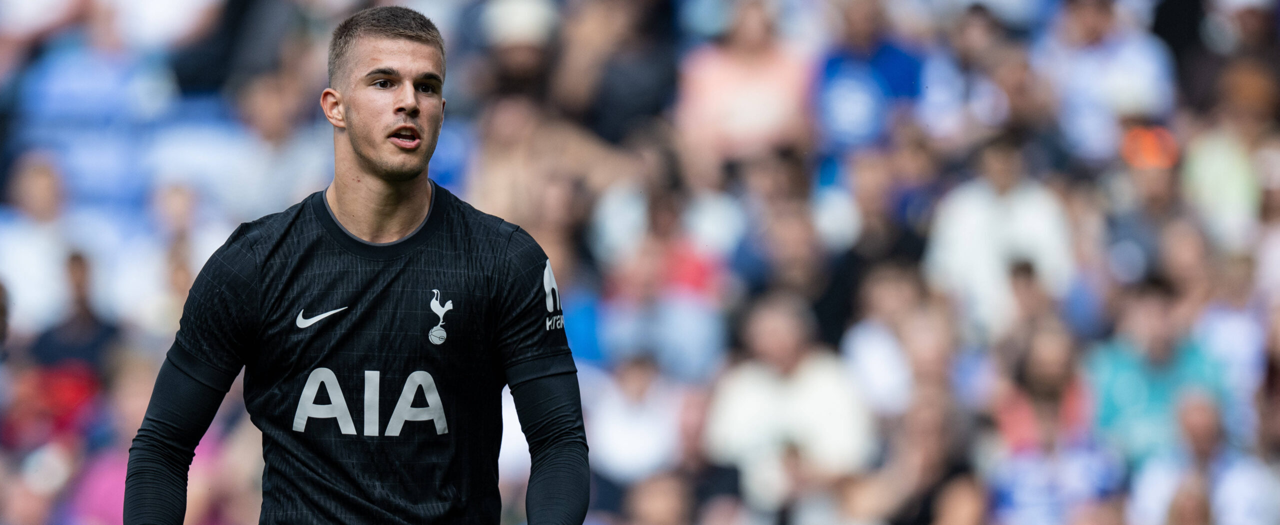 Luka Vuskovic in action for Spurs in pre-season 2025 friendly. On his way out for a loan