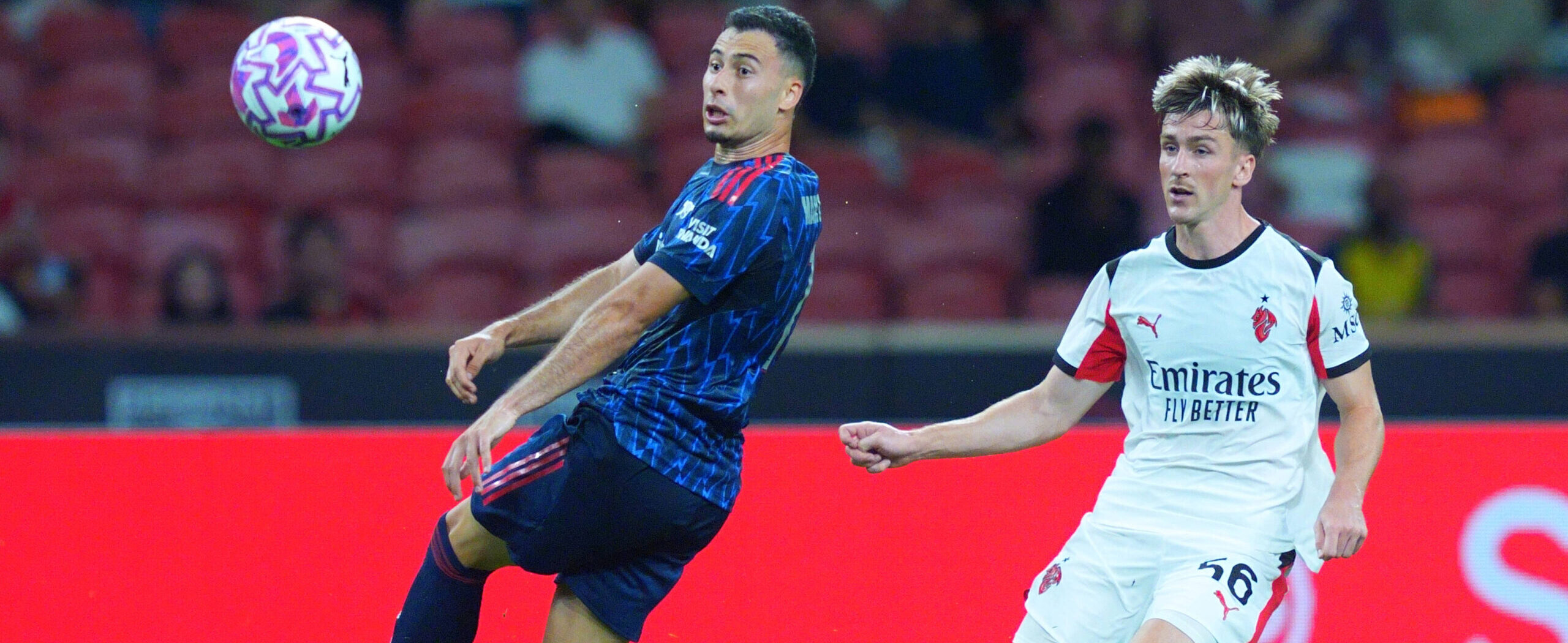 Alexis Saelemaekers in action for ac Milan in 2025 - wanted by Aston Villa