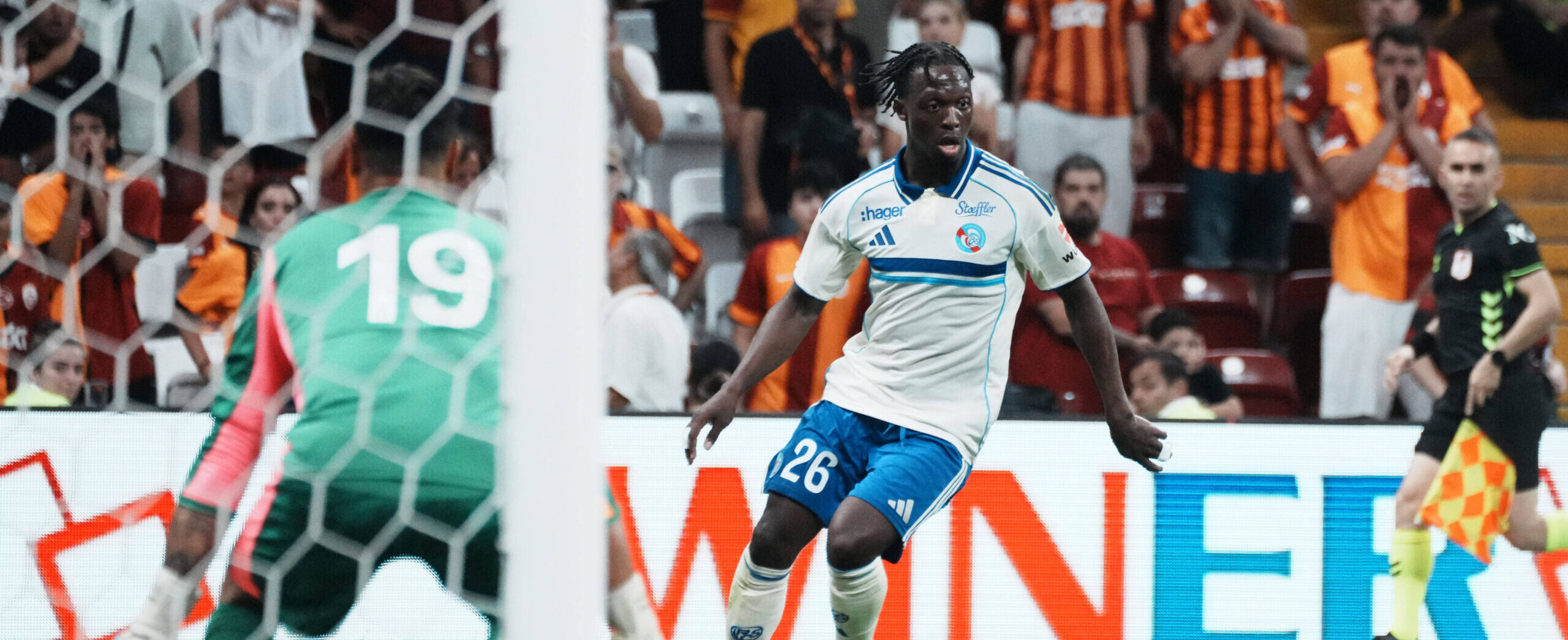 Dilane Bakwa in action for Strasbourg in 2025. wanted by Nottingham Forest