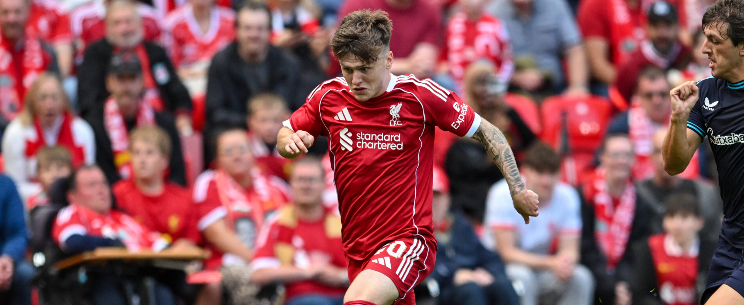 Ben Doak in action for Liverpool in a pre-season friendly in 2025