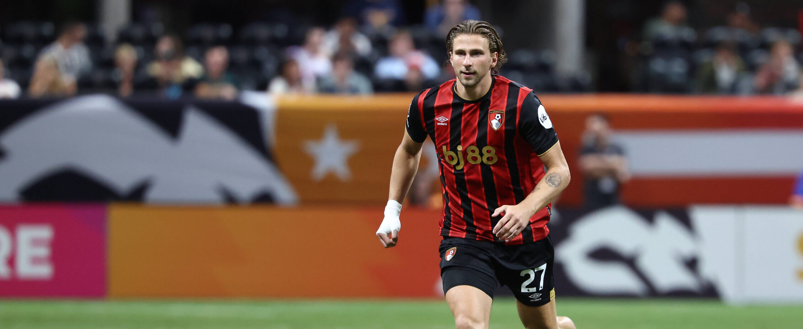 Illya Zabarnyi in action for Bournemouth in a 2025 pre-season friendly. Now on his way to PSG