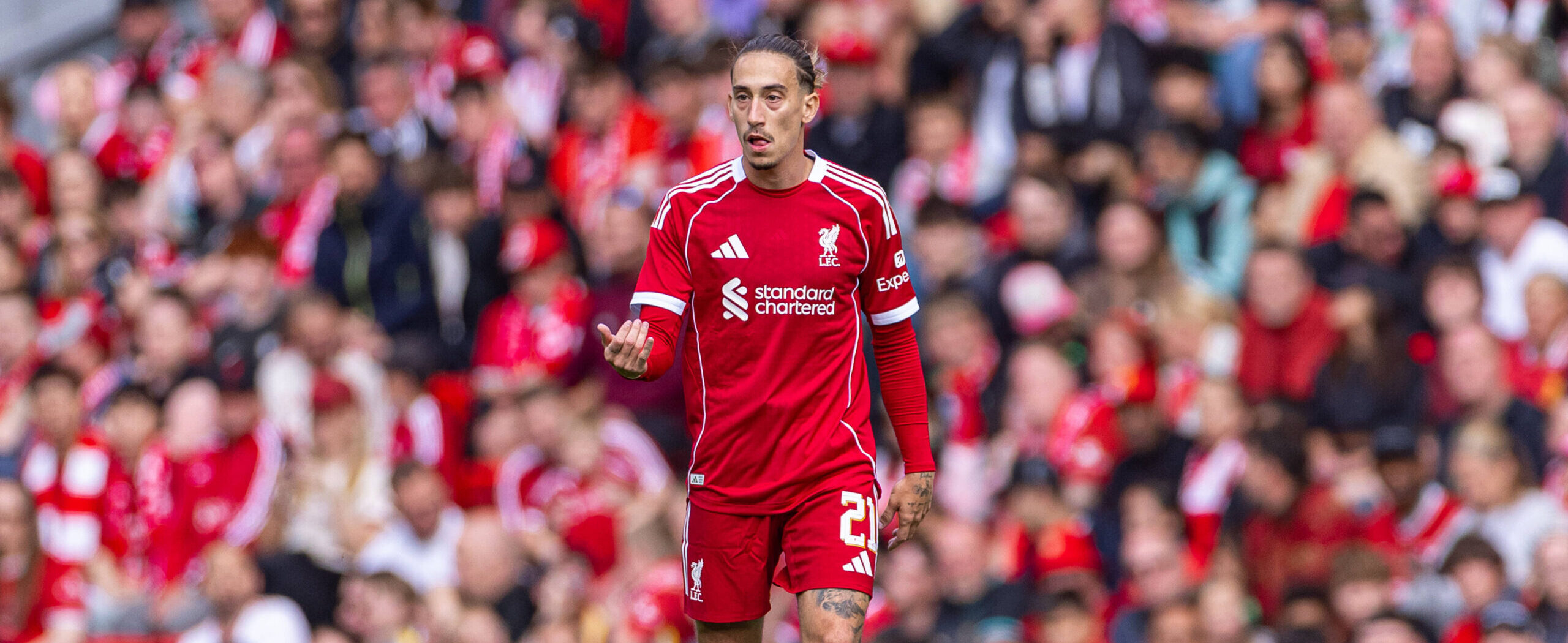 Kostas Tsimikas in action for Liverpool in 2025