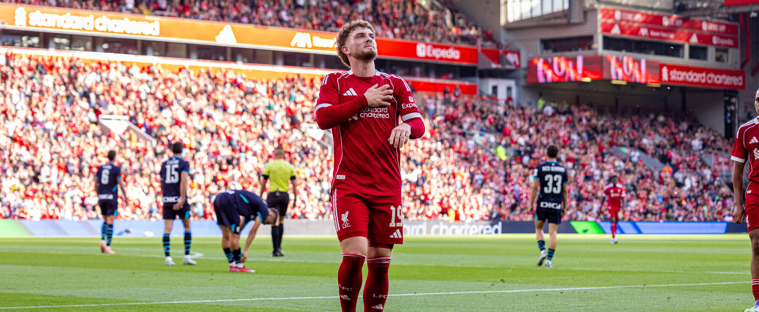 Harvey Elliott in action for Liverpool in 2025 pre-season friendly. Now wanted by Leipzig as a Xavi Simons replacement.