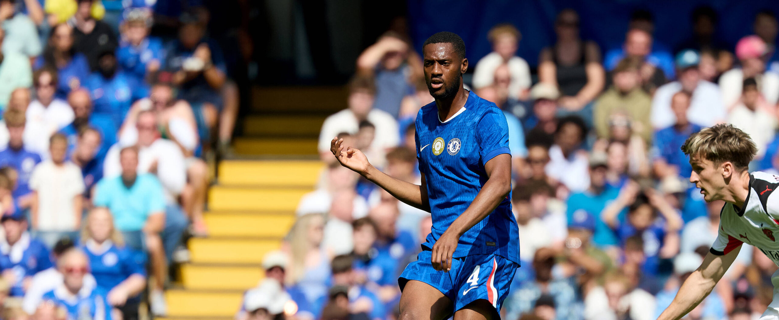 Tosin Adarabioyo in action with Chelsea pre-season 2025 friendly