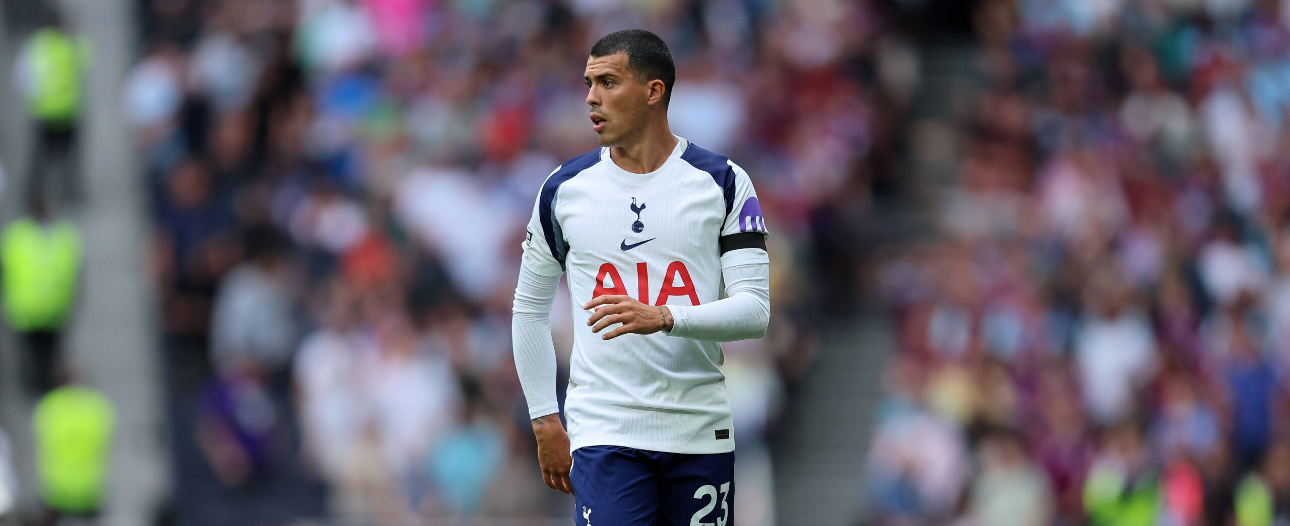 Pedro Porro in action for Spurs in the 2025 premier League match against Burnley