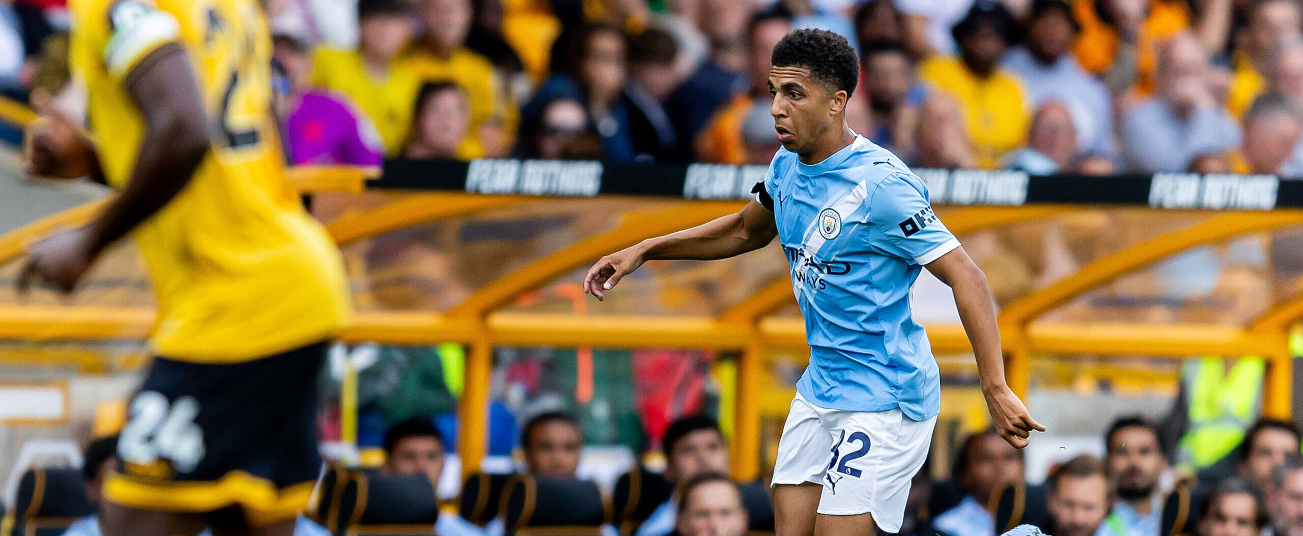 Rico Lewis in action against Wolves in 2025