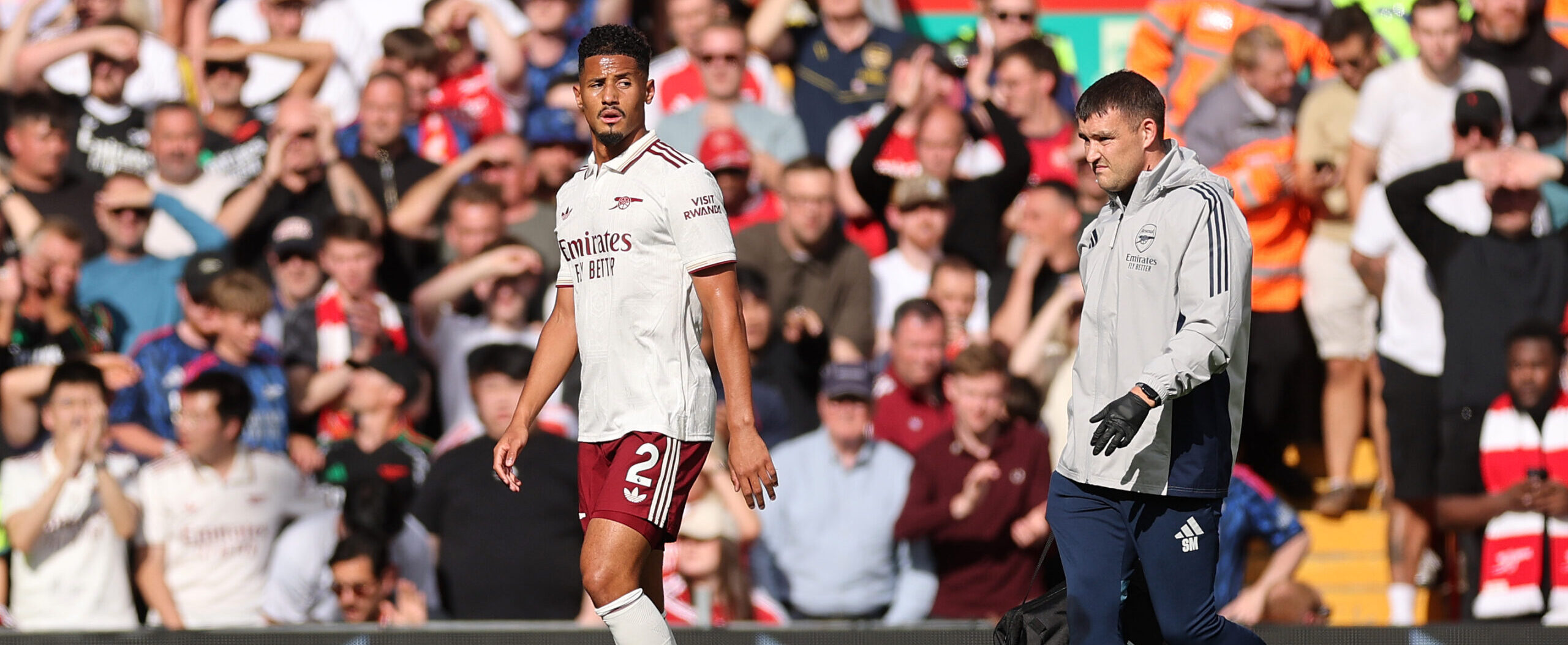 Saliba in action for Arsenal in 2025