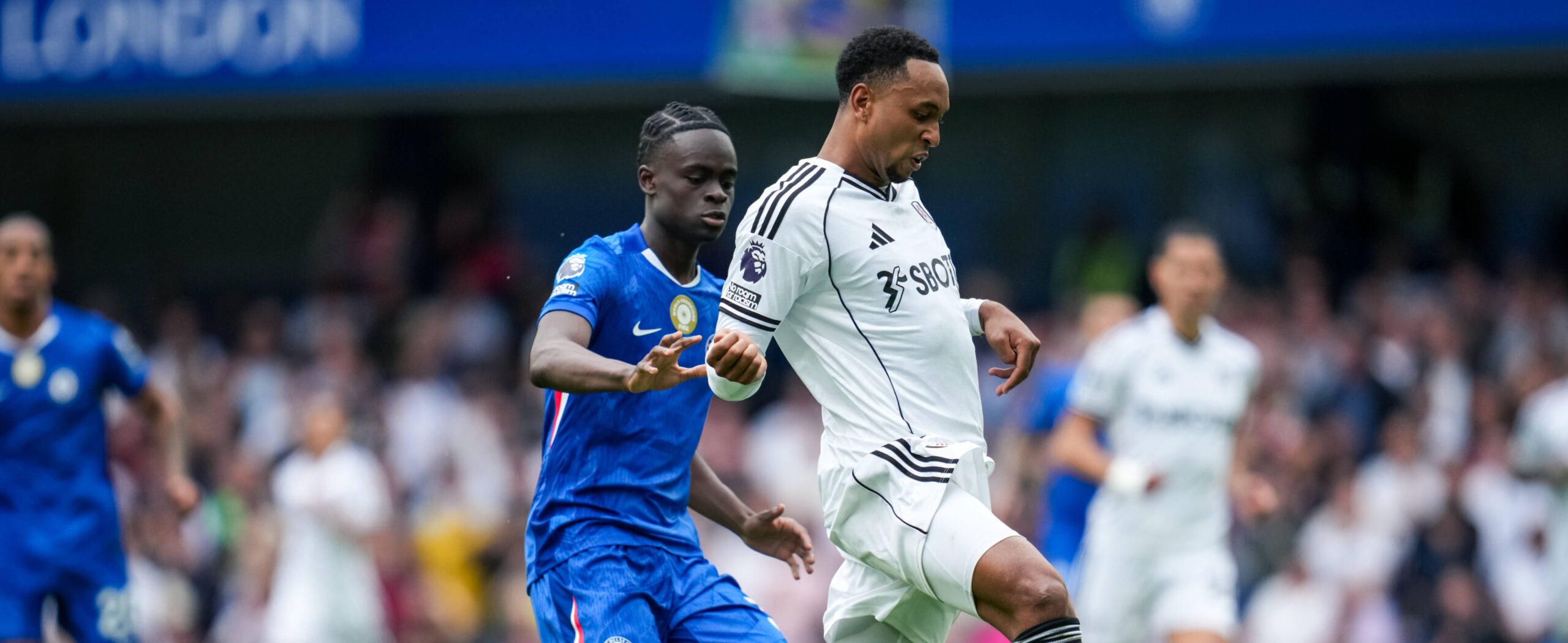 Tyrique George in action against Fulham in 2025 Premier League season