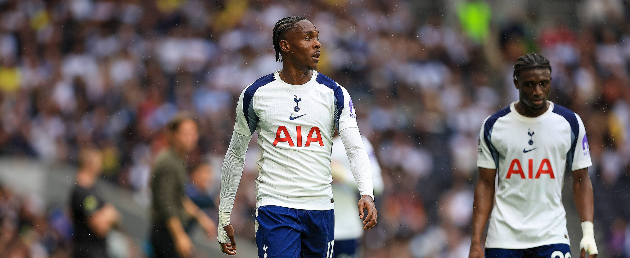 Mathys Tel in action for Tottenham