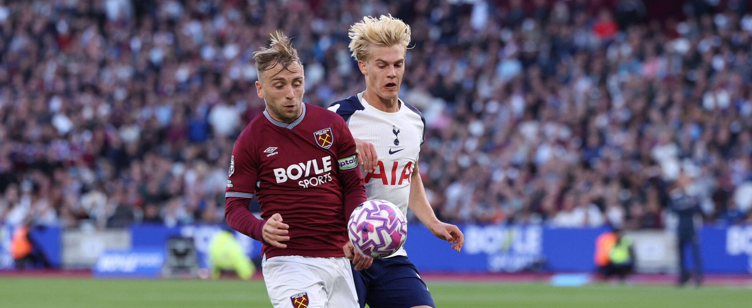 Jarrod Bowen in action against Spurs in 2025 Premier League match