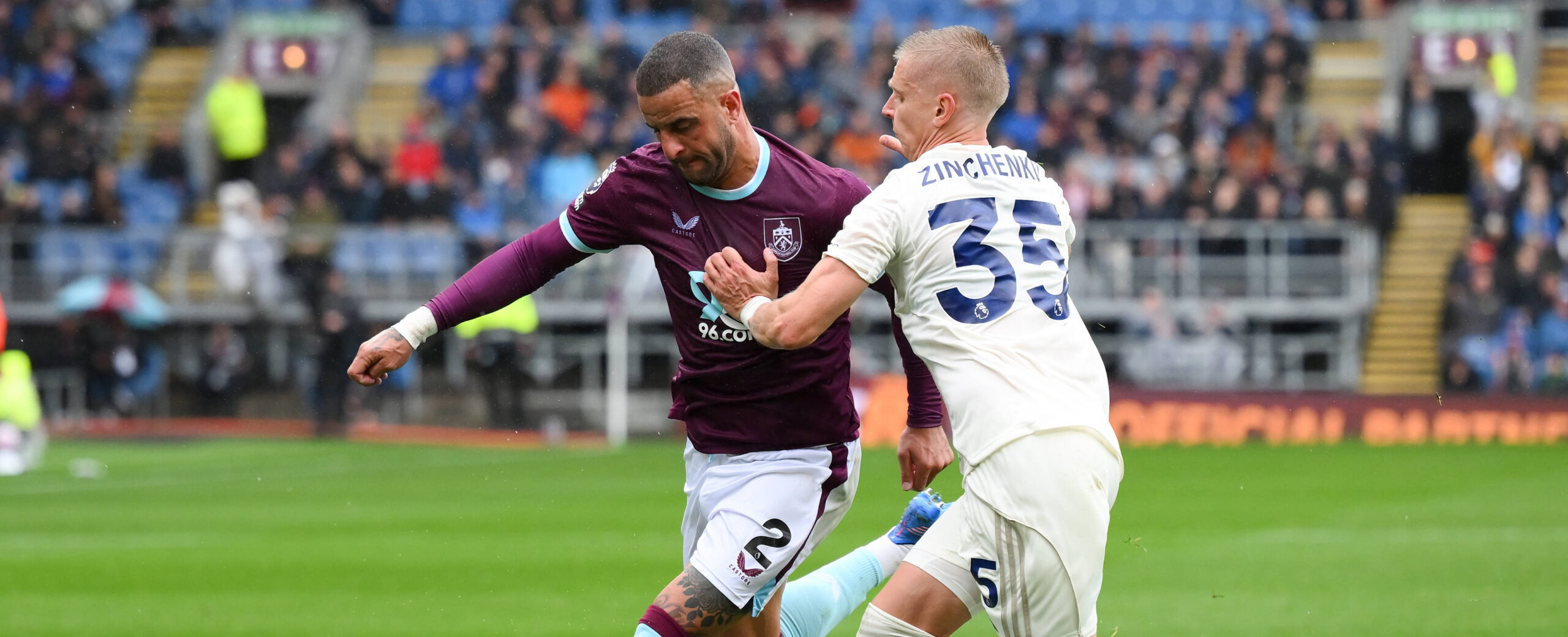 Zinchenko in action against Burnley in 2025