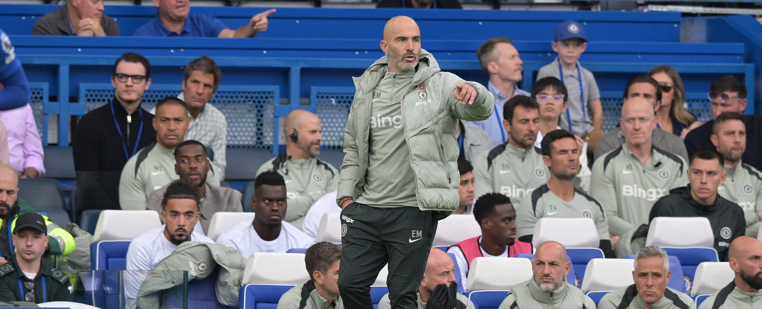 Enzo Maresca in action at Chelsea vs Brighton in 2025