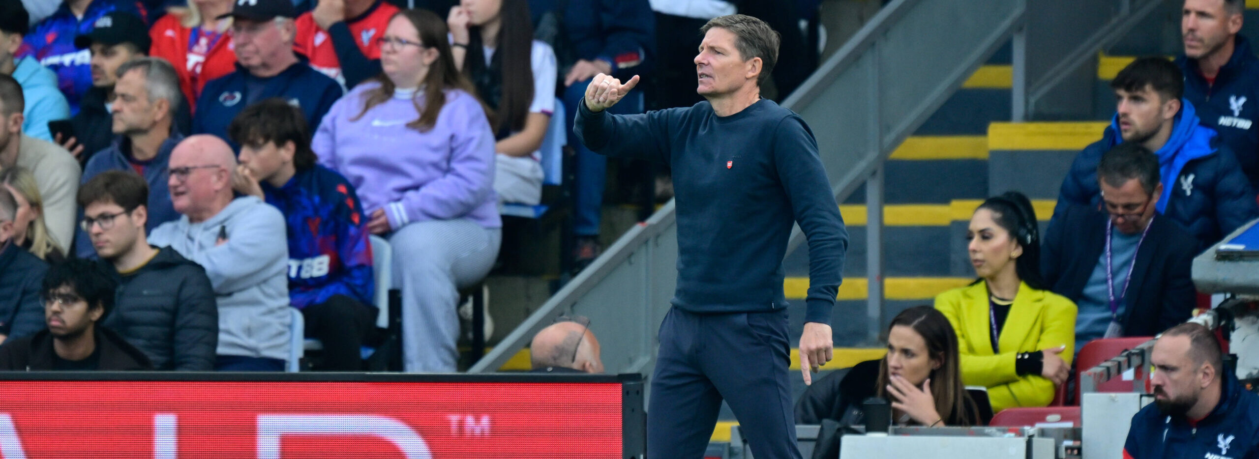 Oliver Glasner in action against Liverpool