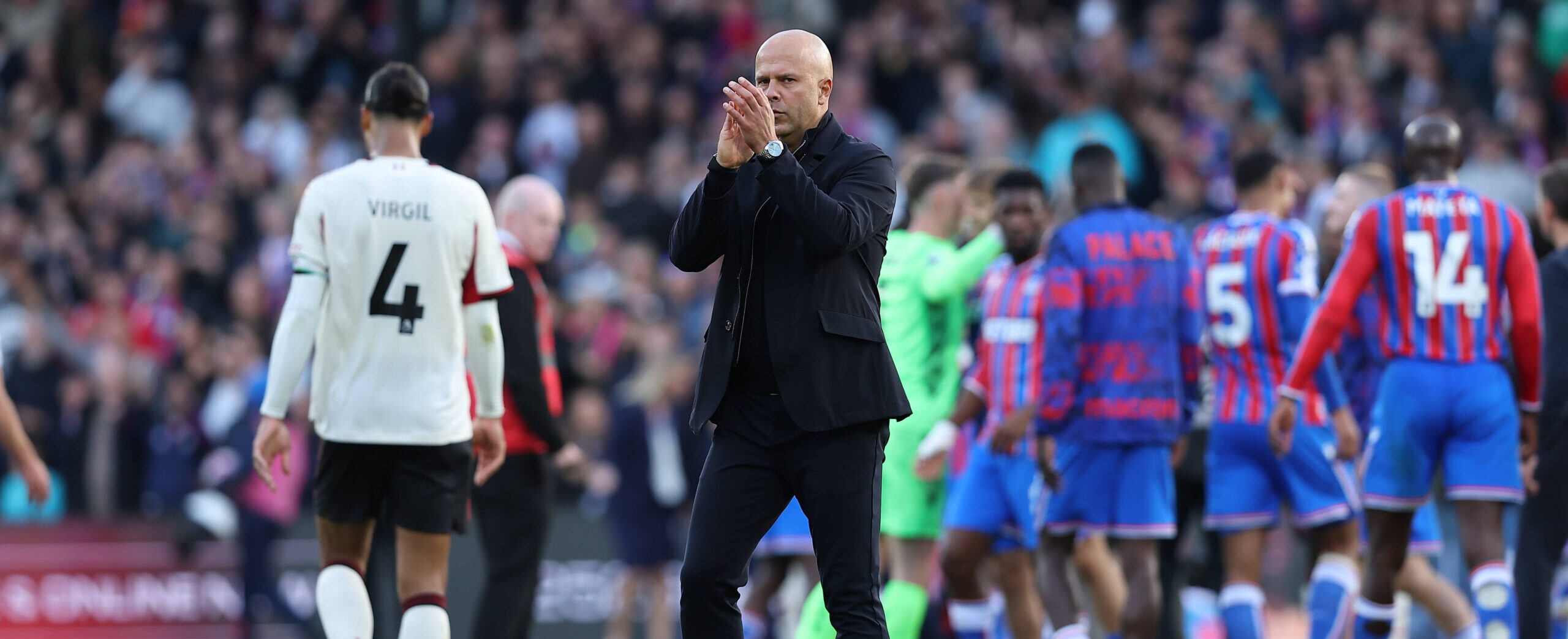 Arne Slot in action against Crystal Palace in the Premier League in 2025