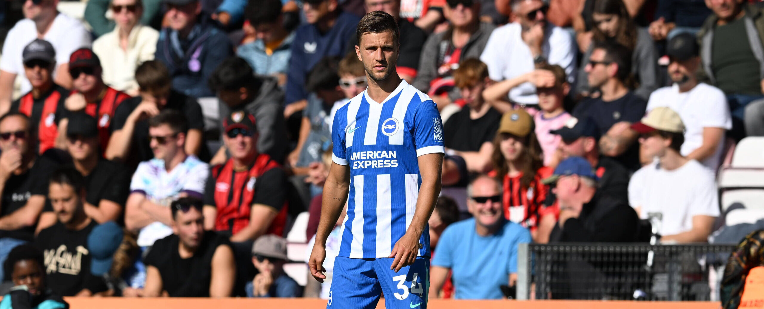 Joel Veltman in action for Brighton in 2025