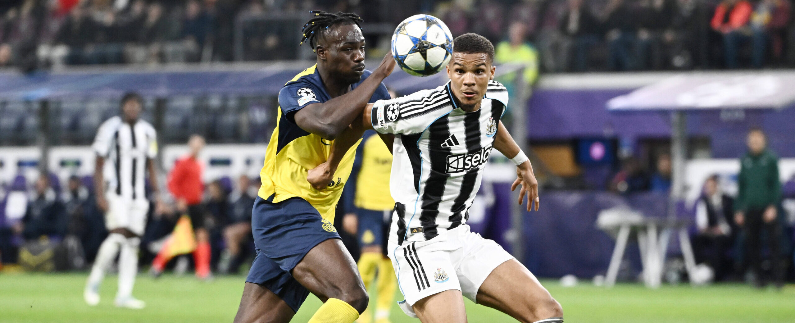 Malick Thiaw in action for Newcastle in the Champions League in 2025