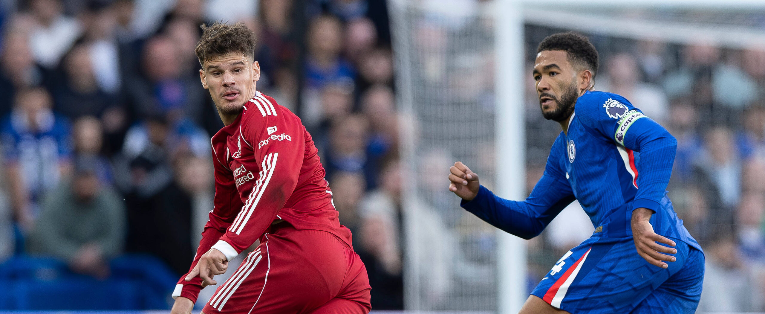 Kerkez in action against Chelsea in 2025 Premier League for Liverpool