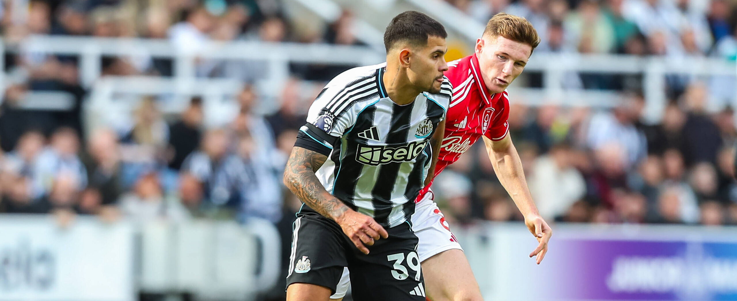 Bruno Guimaraes in action against Nottingham Forest in 2025