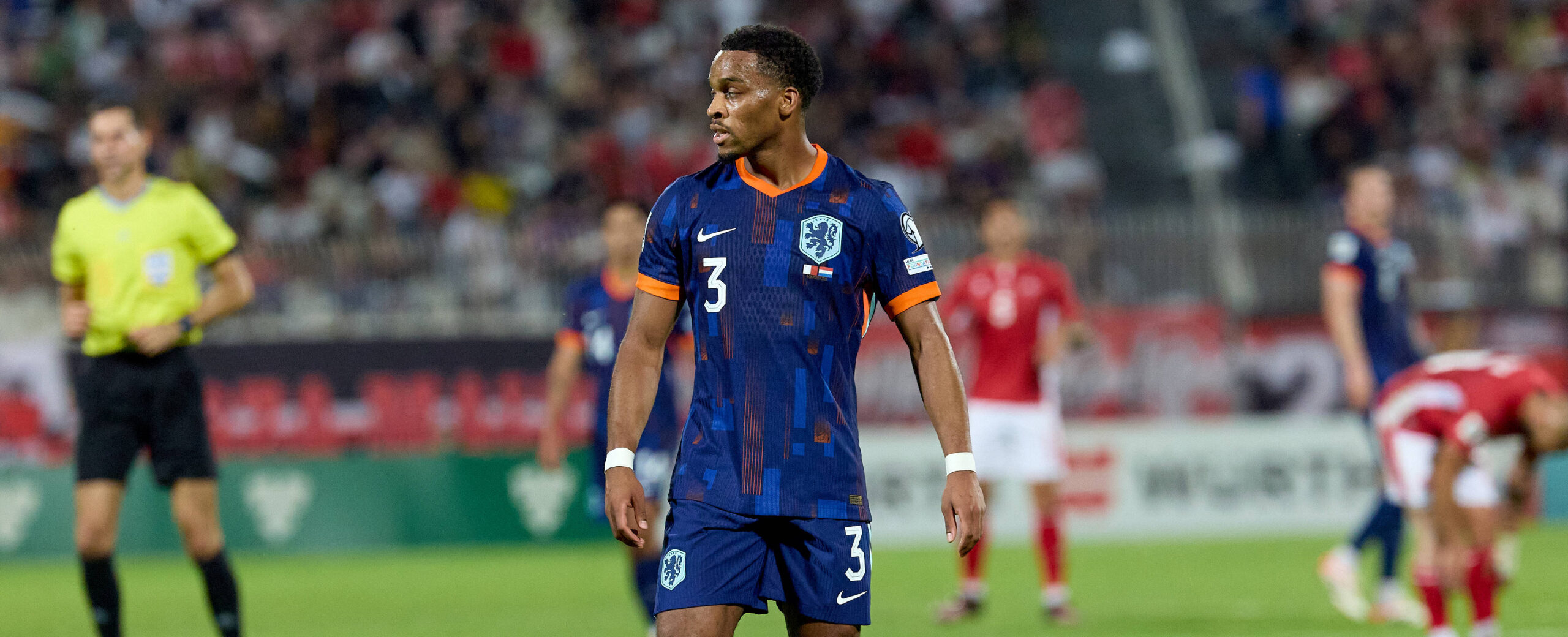 Jurrien Timber in action for the Netherlands in 2025