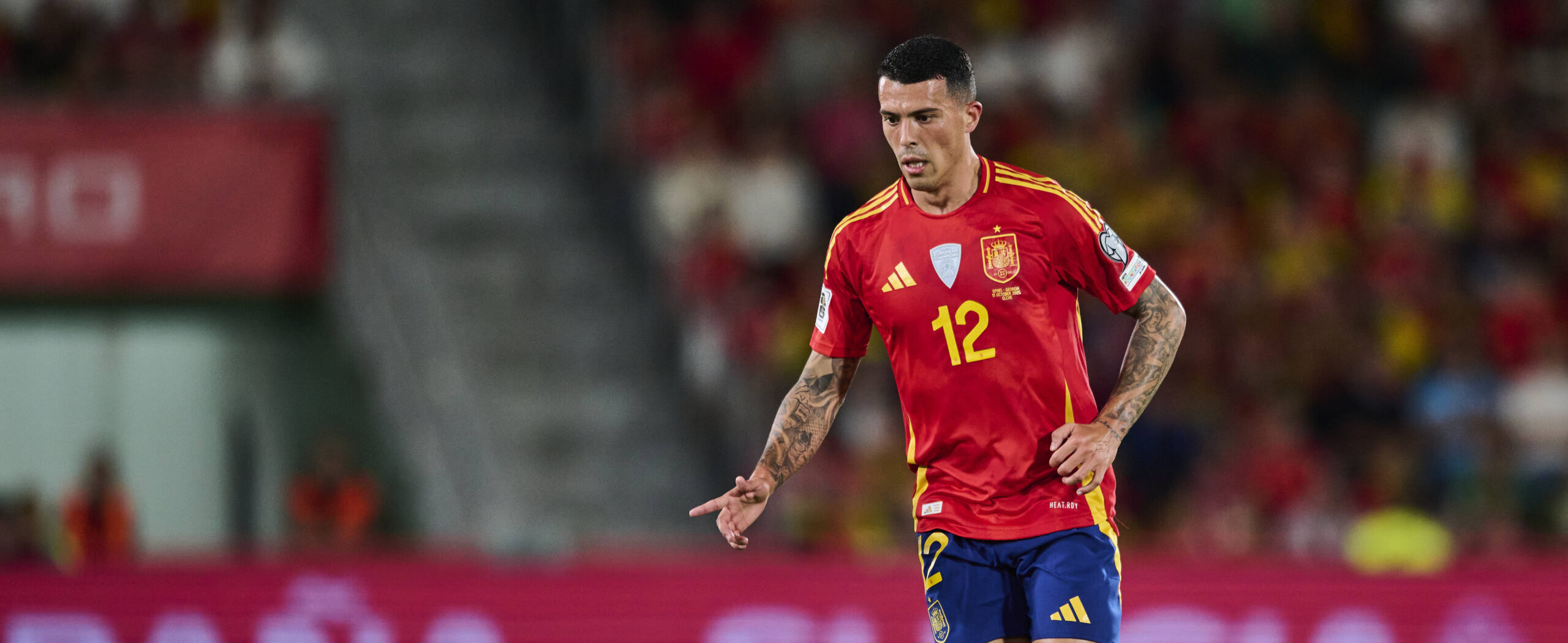Pedro Porro in action for Spain in 2025
