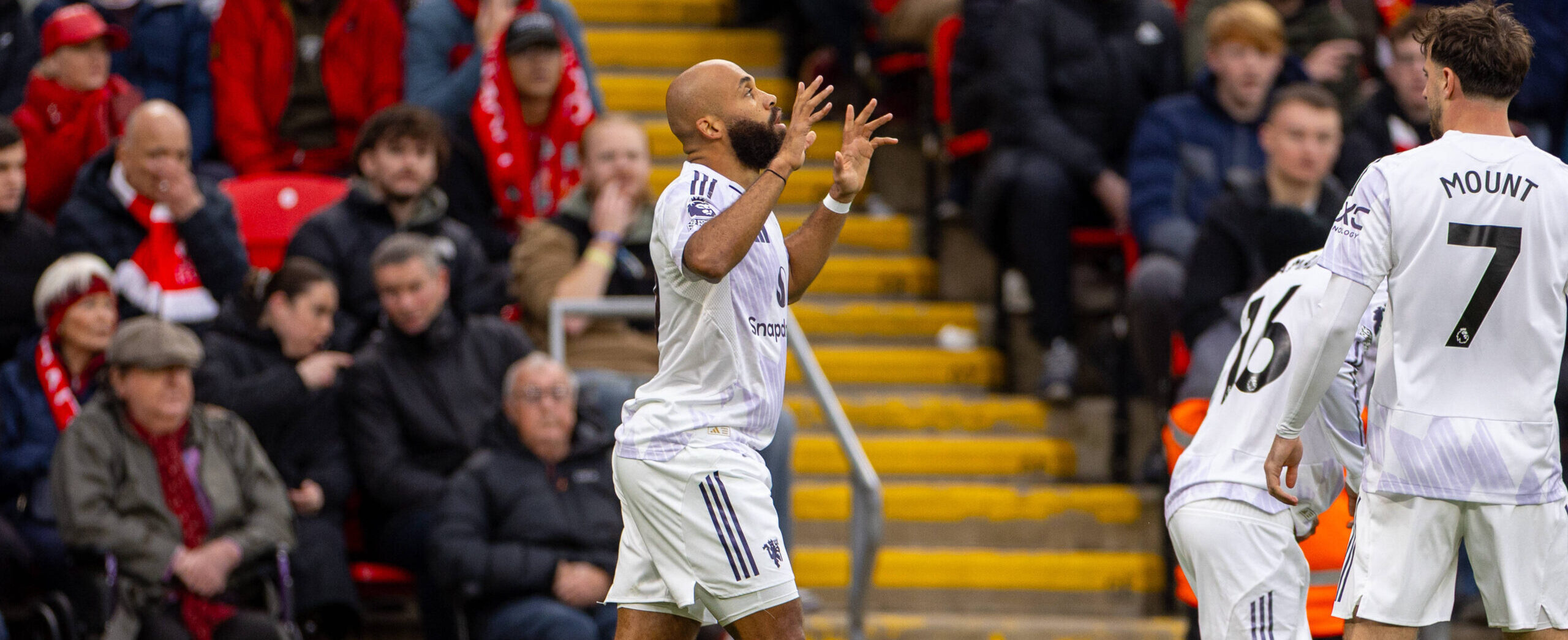 Bryan Mbeumo in action for Manchester United in 2025 against Liverpool