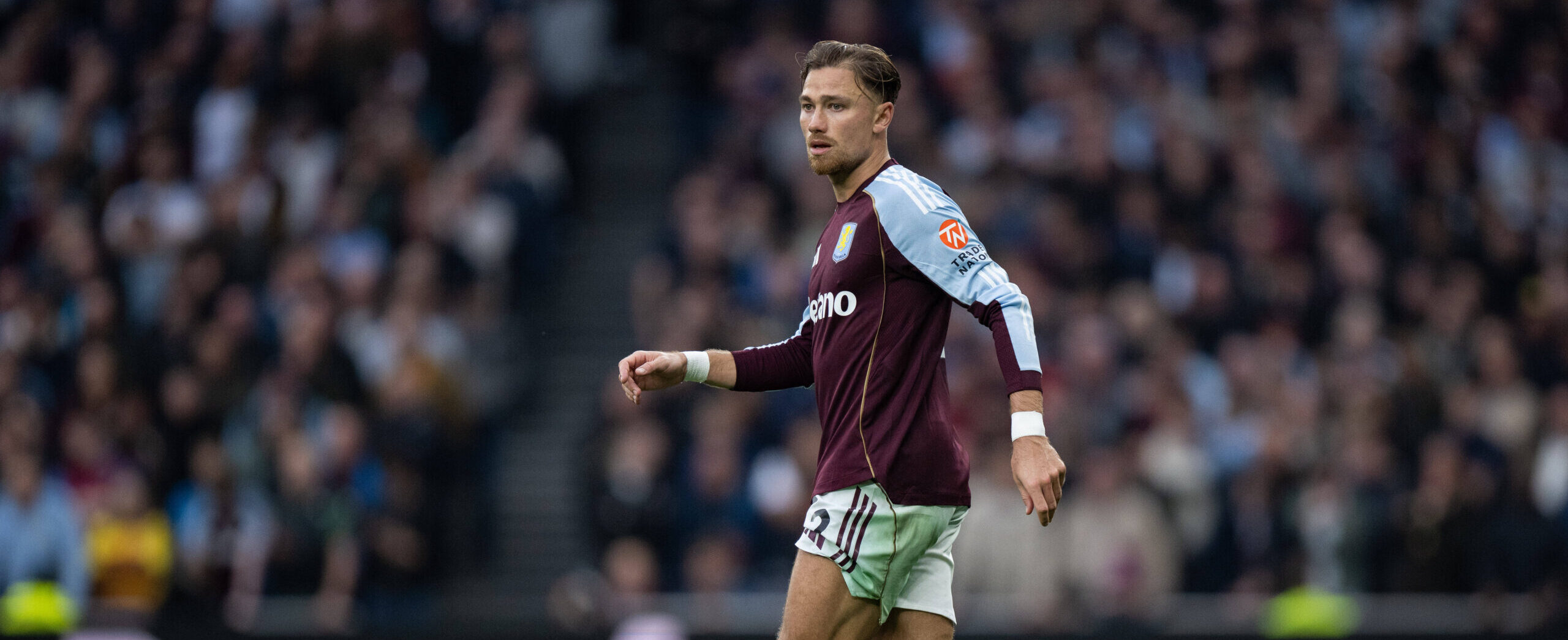 Matty Cash in action in 2025 for Aston Villa