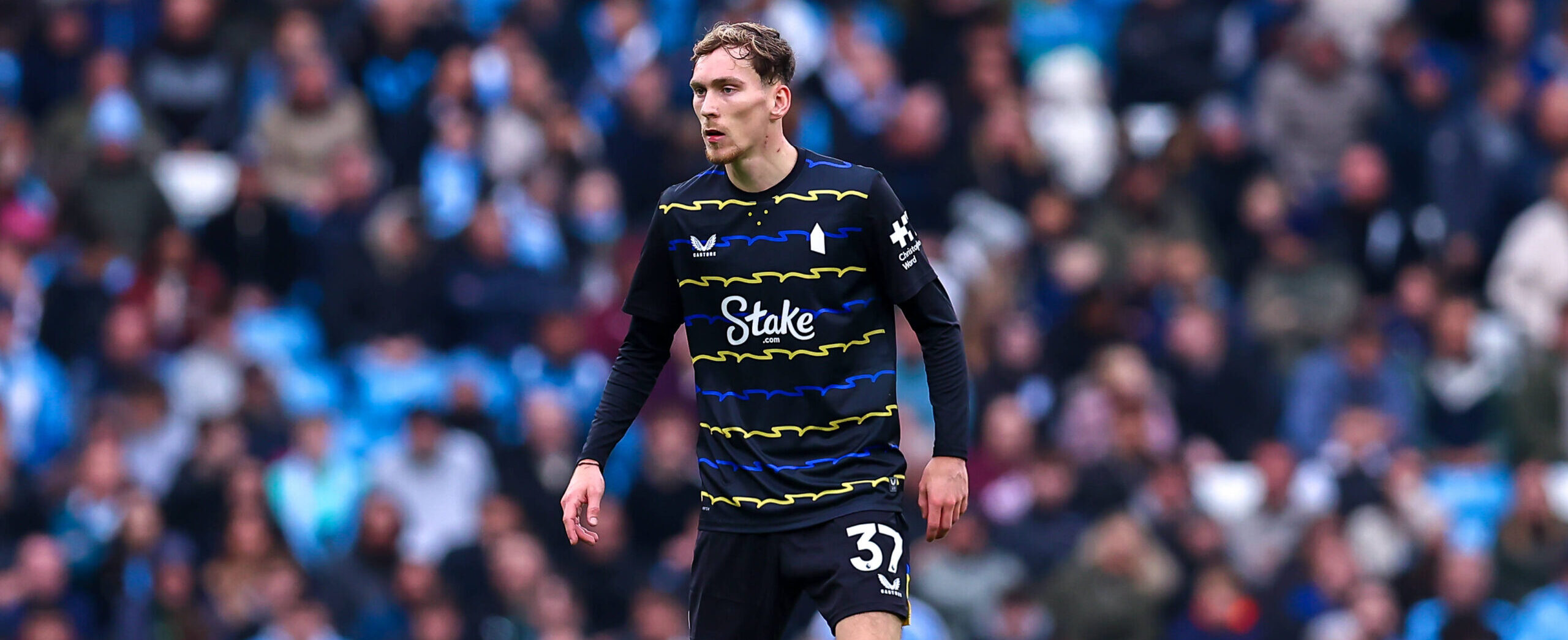 James Garner in action for Everton in 2025