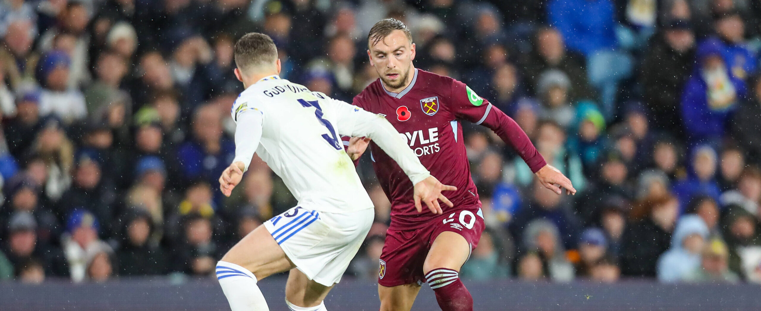 Jarrod Bowen in action for West Ham in 2025 against Leeds United
