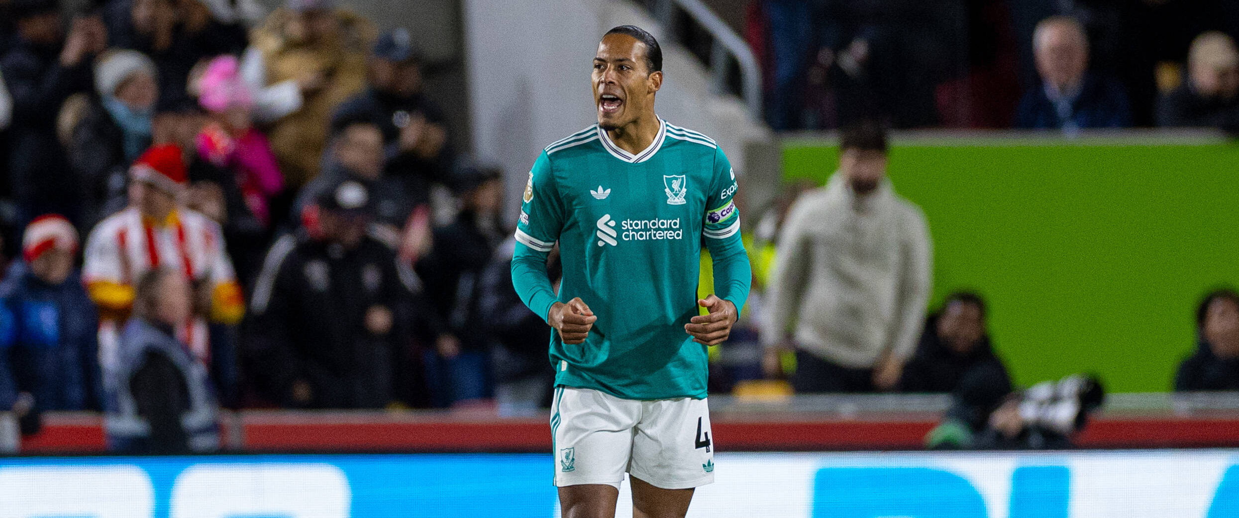 Virgil van Dijk in action against Brentford for Liverpool in 2025