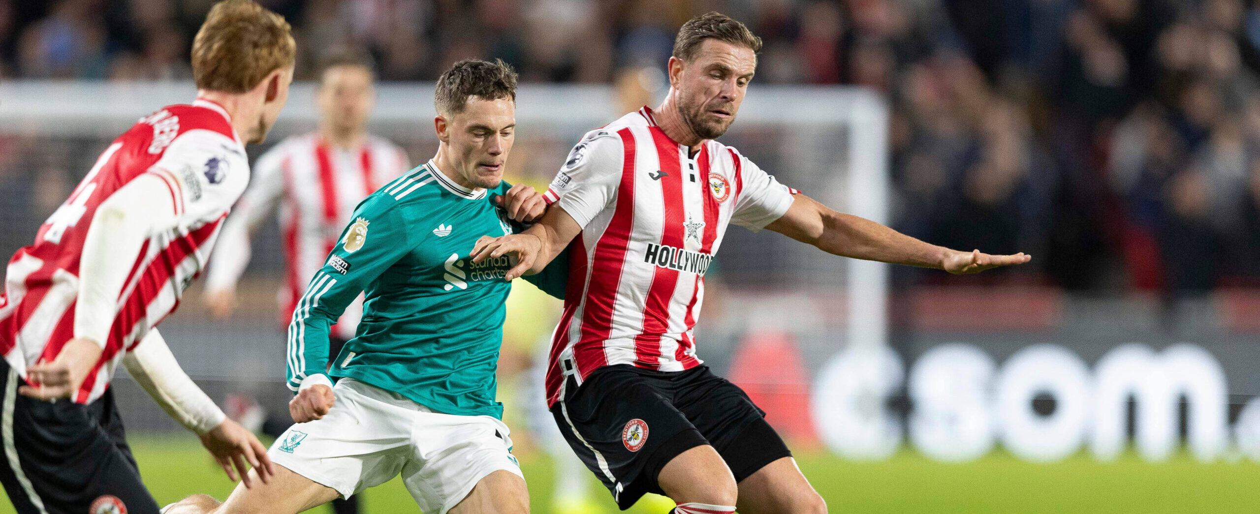 Jordan Henderson in action for Brentford against Liverpool in 2025