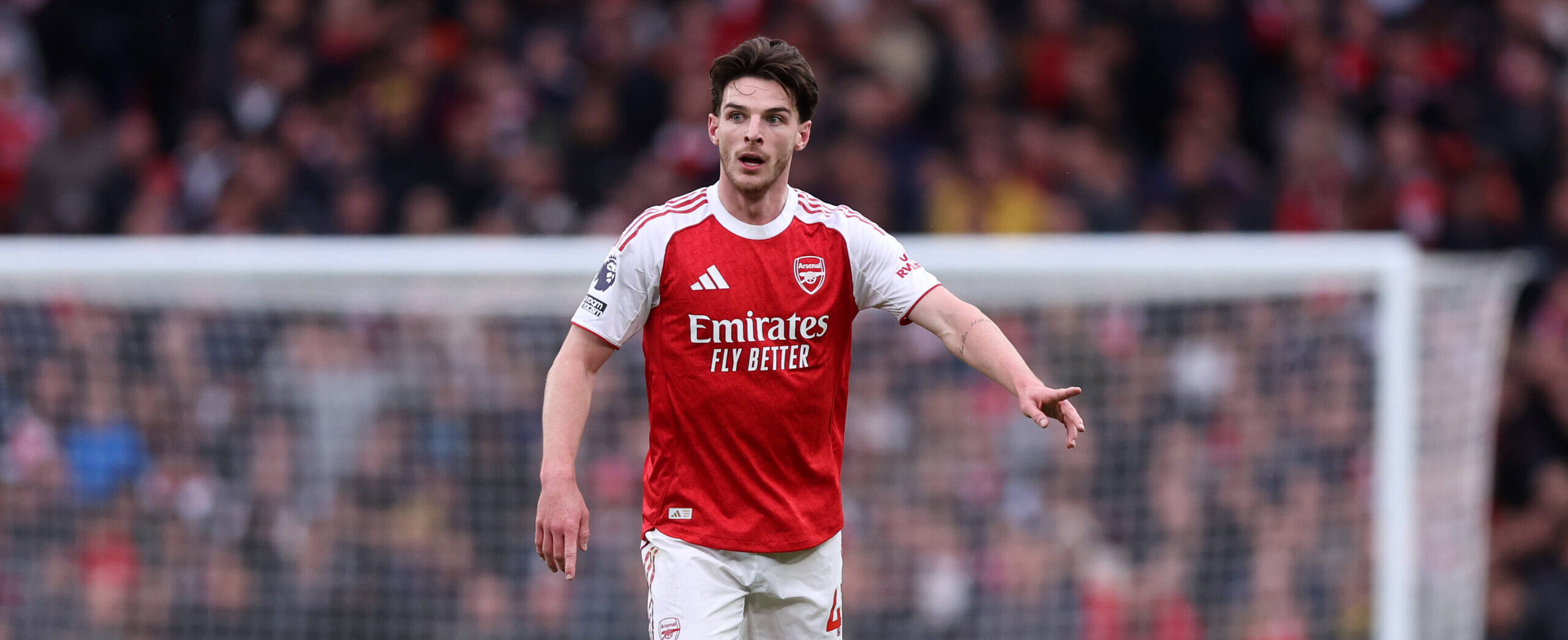 Declan Rice in action for Arsenal in 2025 against Crystal Palace