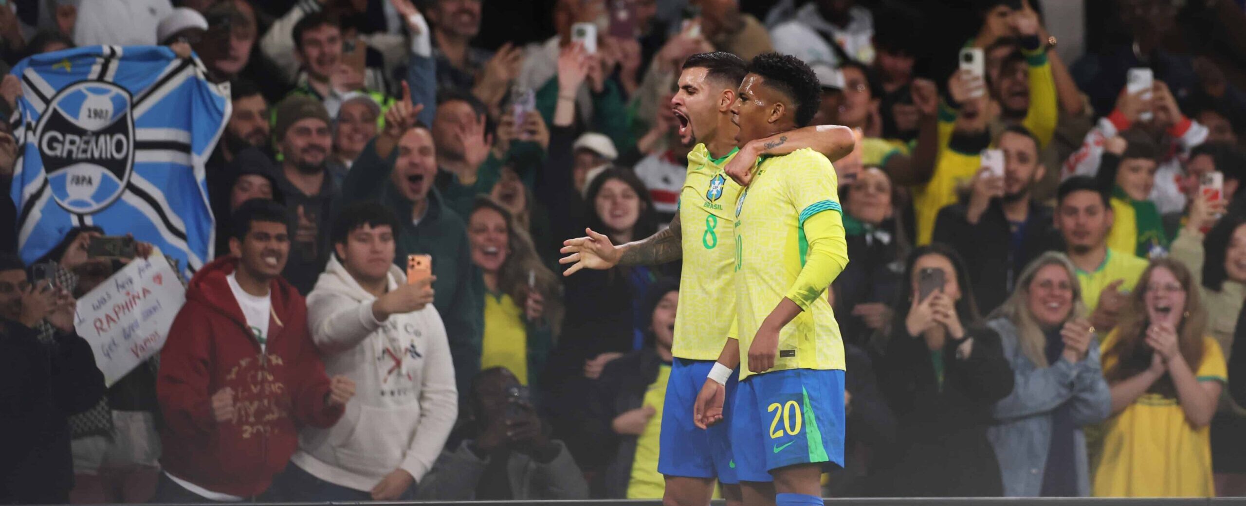 Bruno Guimarães and Estevao in 2025 for Brazil