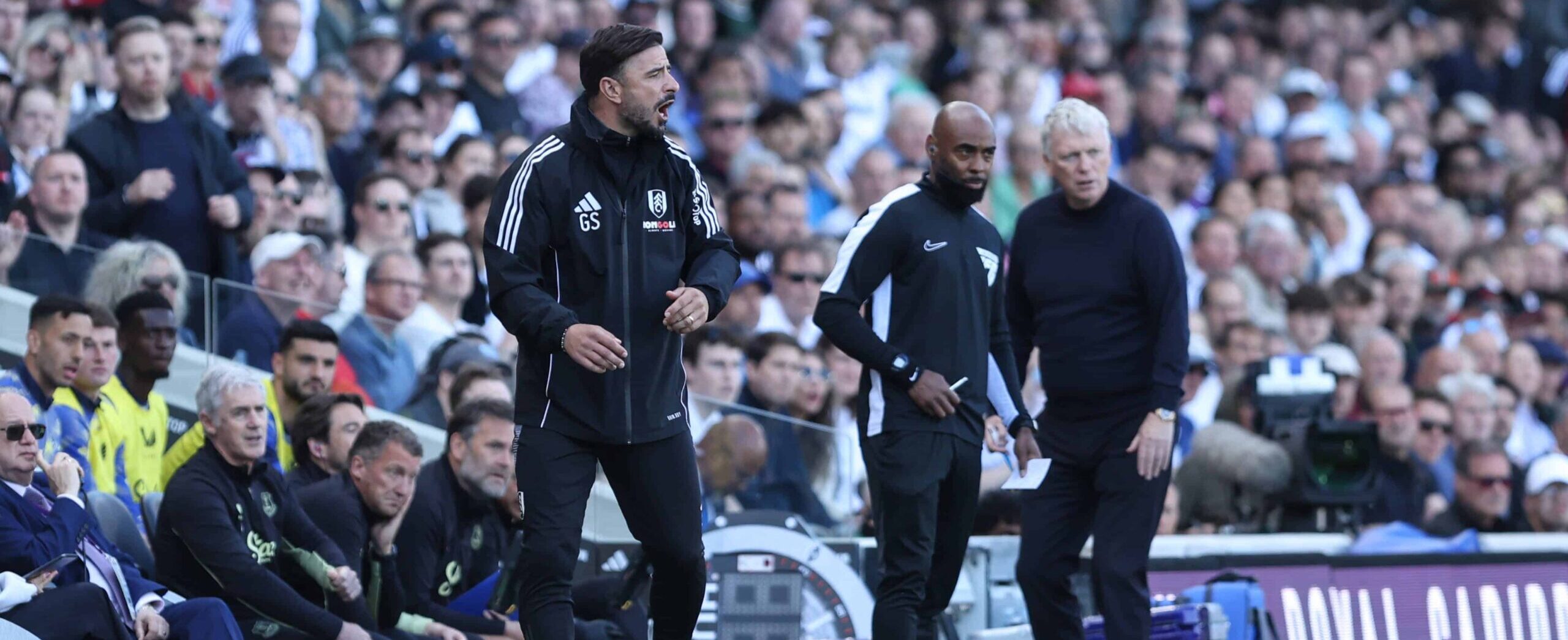 Assistant Fulham coach Goncalo Santos in action in 2025